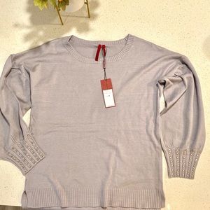 Love Scarlett NWT Rhinestone Cuff Grey Sweater
